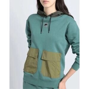 Nike Womens Hoodie‎ Sweatshirt Small Bi-Coastal Sportswear Green Colorblock